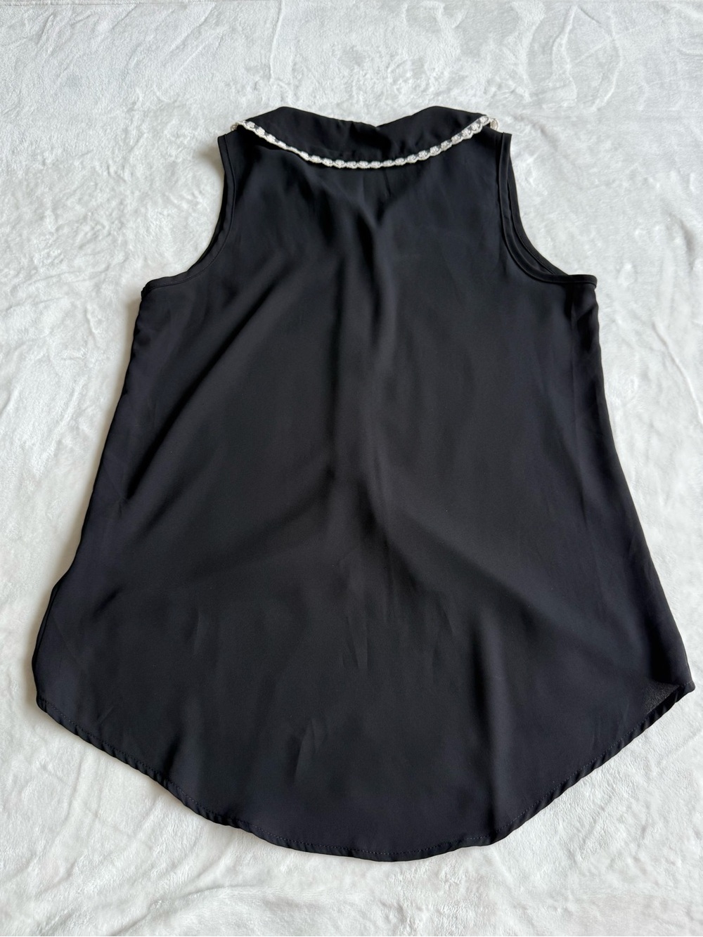 Anthropologie Black Top with Cream Lace, Sleeveless - Picture 6 of 9